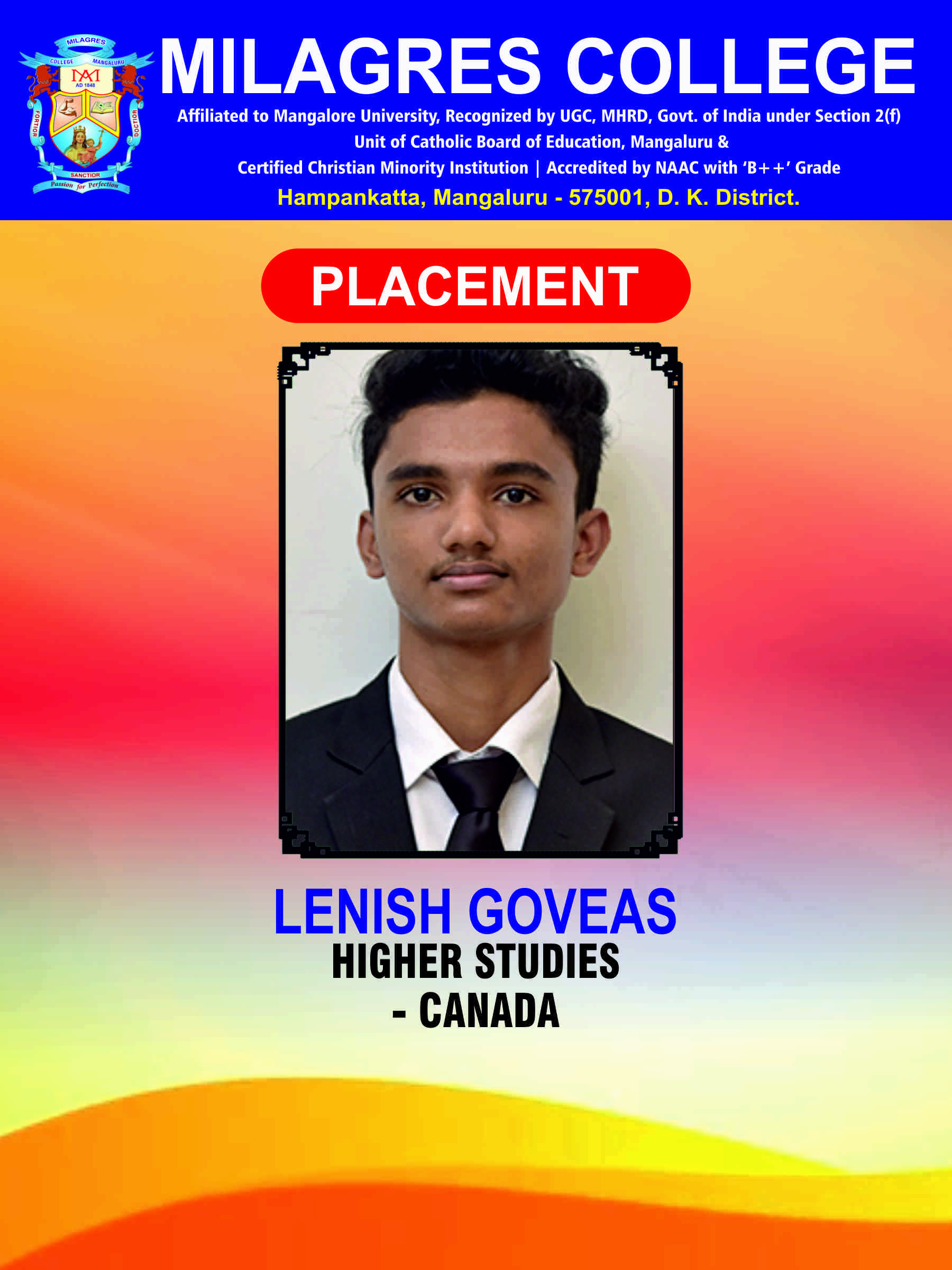 Successfully placed student